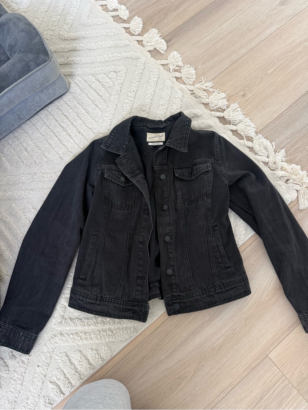 Universal Thread Black Denim Trucker Jacket with Button Front